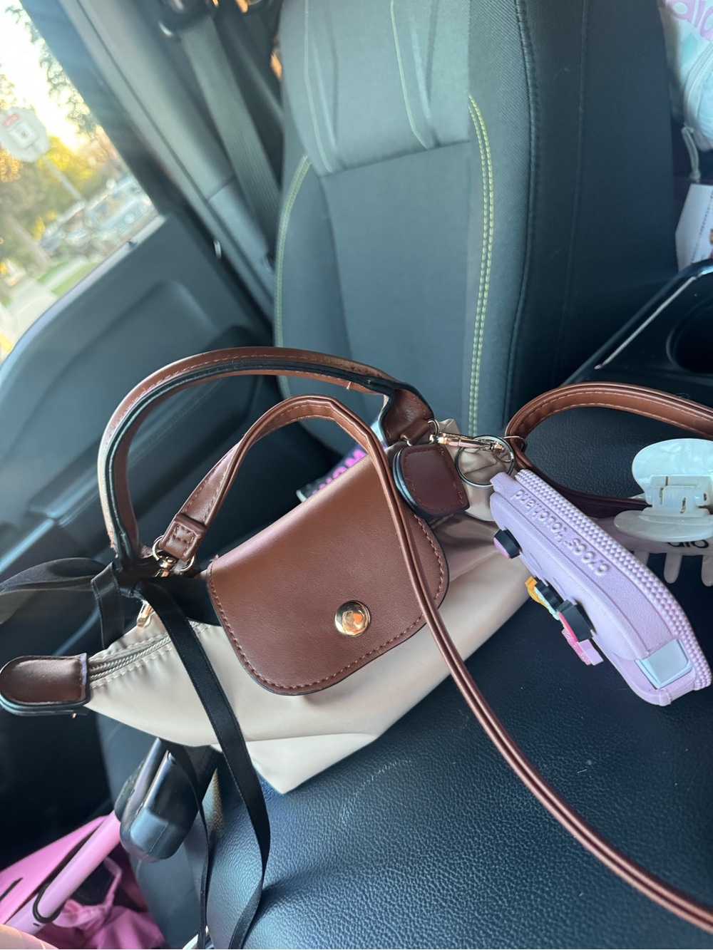 Brown & Cream Women's Top-Handle Crossbody Bag